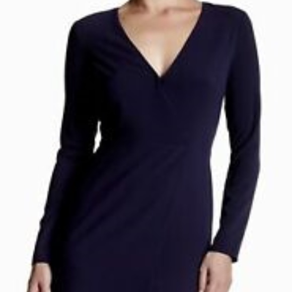 Halston Heritage Dark Navy Wrap Style Dress - Picture 3 of 3